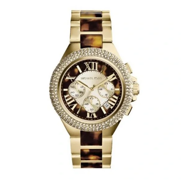Michael Kors Women’s Chronograph Camille Tortoise and Gold-Tone Watch Michael Kors Women main image 3